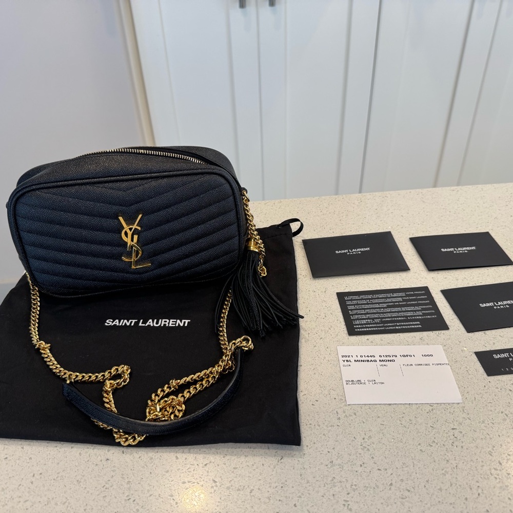 Saint Laurent Mini Lou camera bag in black quilted leather & GHW